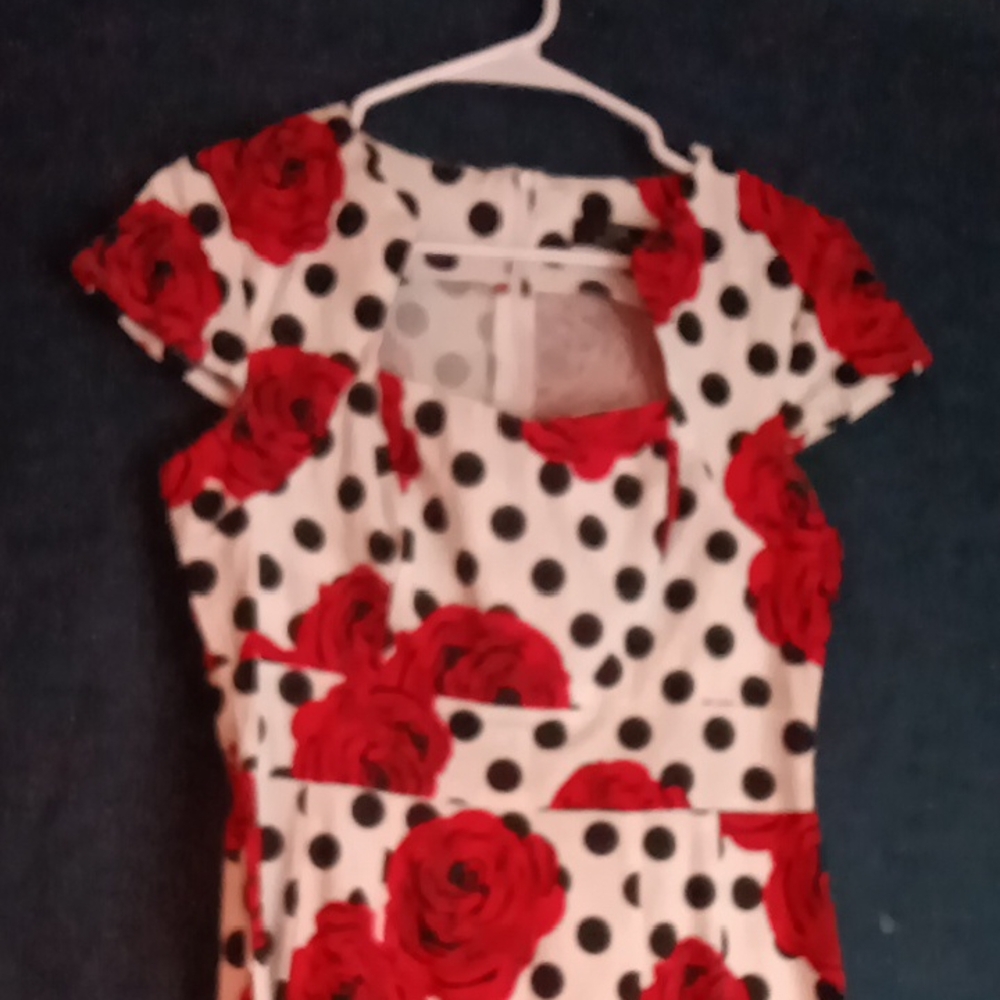 Vintage Pinup Girl Style Grace Karin Red Floral Polka Dot Maxi Dress